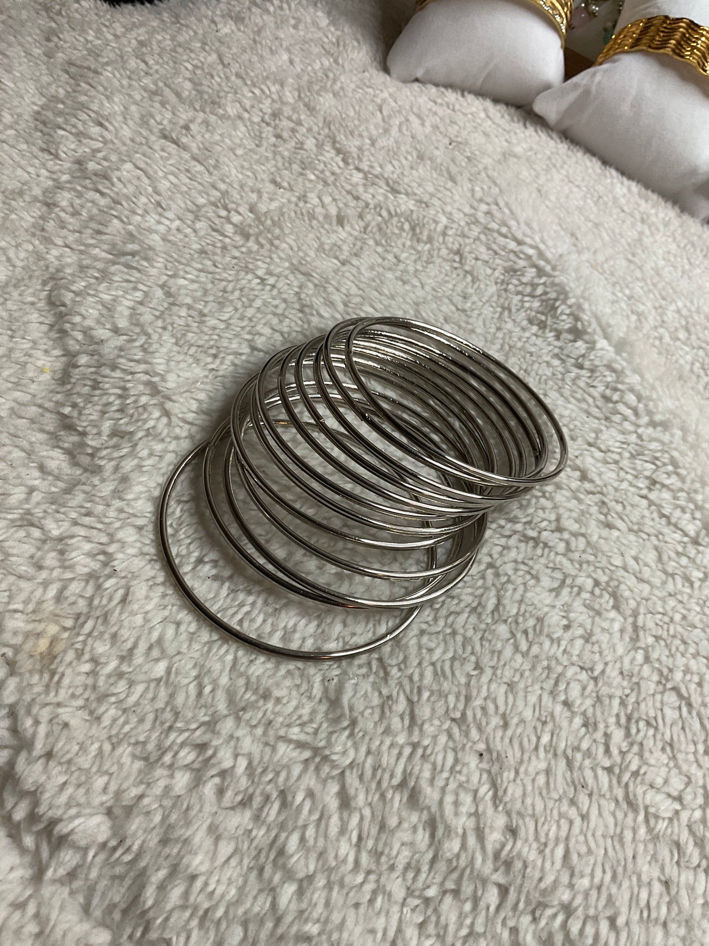 Plain Metal Bangles For Girls & Teens, Silver Color, Per Dozen