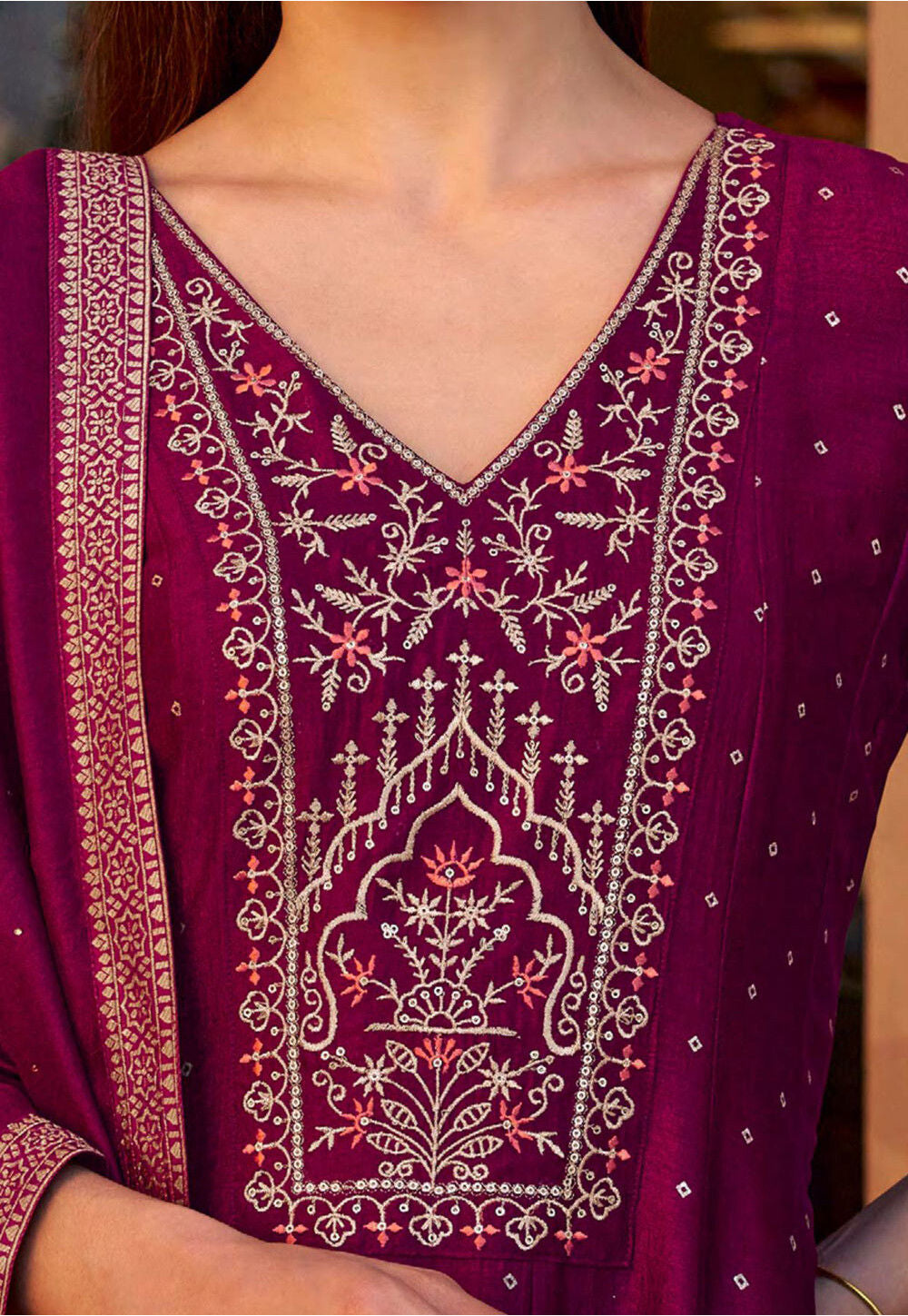 Embroidered Art Silk Jacquard Anarkali Suit