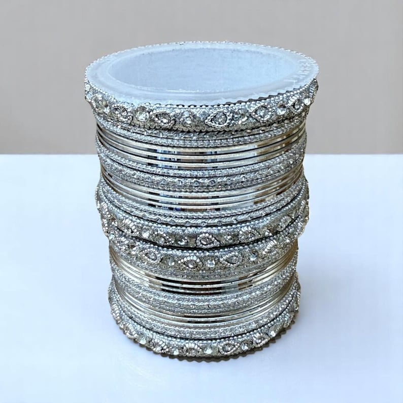 Finish Metal Bangle Set Indian Bridal Churiyan Indian Jewelry